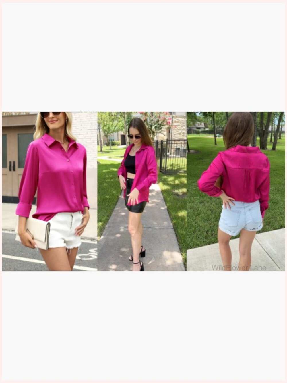 Silk Feel Satin Blouse Long Sleeve Button Down V-Neck Business Casual Top - Picture 5 of 6